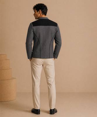 Black grey malai cotton bomber jacket 4
