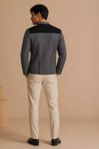 Black grey malai cotton bomber jacket