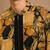 Mustard yellow printed muslin bomber jacket