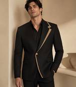 Gold black cotton silk blazer