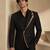 Gold black cotton silk blazer