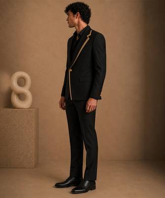 Gold black cotton silk blazer 2