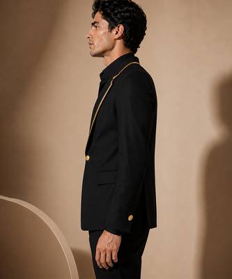 Gold black cotton silk blazer 4
