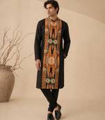 Black printed bemberg silk kurta set