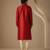 Red embroidered bemberg silk kurta set