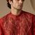 Red embroidered bemberg silk kurta set