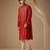 Red embroidered bemberg silk kurta set