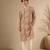 Brown blue printed muslin kurta set