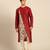Crimson red printed chanderi silk kurta set