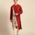 Crimson red printed chanderi silk kurta set