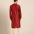 Crimson red printed chanderi silk kurta set