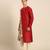 Crimson red printed chanderi silk kurta set