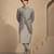 Blue grey printed muslin kurta set