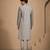 Blue grey printed muslin kurta set