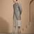 Blue grey printed muslin kurta set