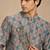 Blue grey printed muslin kurta set