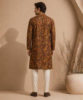 Brown printed chanderi kurta set 4
