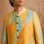 Yellow blue embroidered muslin sherwani