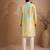 Yellow blue embroidered muslin sherwani