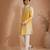 Yellow blue embroidered muslin sherwani