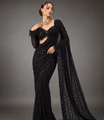 Black Color Sequins And Embroidery work Georgette Saree
