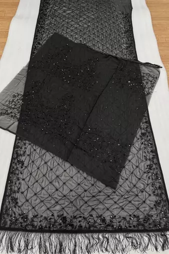 Black Color Sequins And Embroidery work Georgette Saree