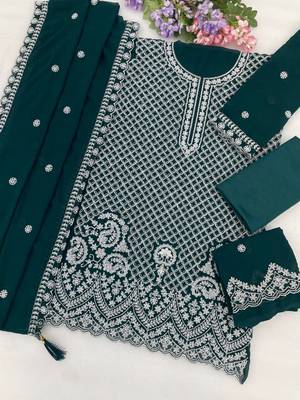 Sea greengeorgette semi stitched wedding suits 2