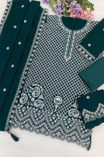 Sea greengeorgette semi stitched wedding suits