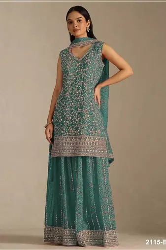 Sky blue georgette semi stitched wedding suits