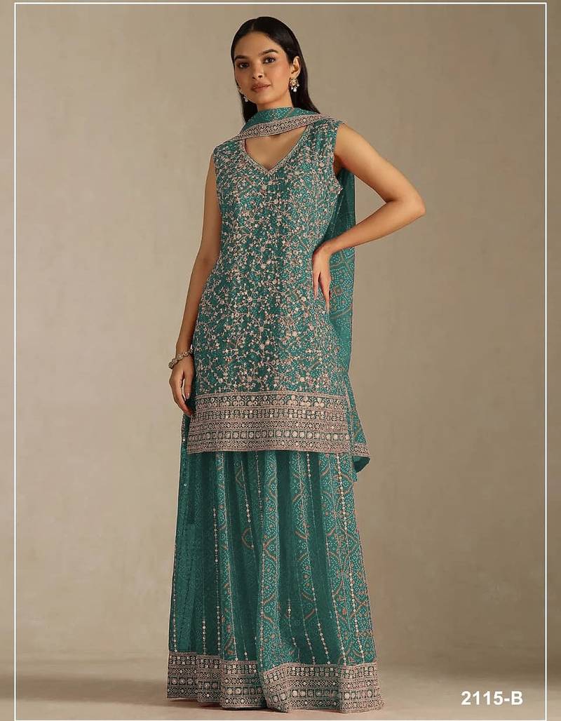 Sky blue georgette semi stitched wedding suits