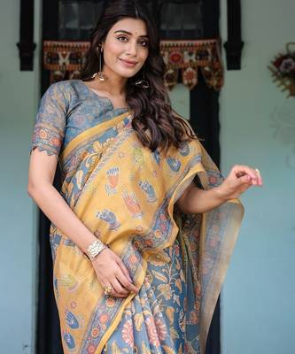 Blue colour ready to wear saree with unstitched blouse 2