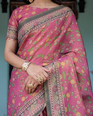 Rose colour ready to wear saree with unstitched blouse 3