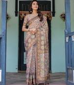 Mauve colour ready to wear saree with unstitched blouse