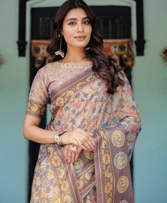 Mauve colour ready to wear saree with unstitched blouse 2