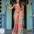 Coral colour ready to wear saree with unstitched blouse
