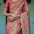 Coral colour ready to wear saree with unstitched blouse