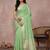 Light green colour cotton saree with zari border & blouse piece