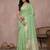 Light green colour cotton saree with zari border & blouse piece