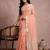 Peach colour cotton saree with zari border & blouse piece