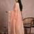 Peach colour cotton saree with zari border & blouse piece