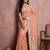 Peach colour cotton saree with zari border & blouse piece