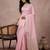Light pink colour cotton saree with zari border & blouse piece