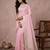 Light pink colour cotton saree with zari border & blouse piece