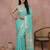 Sky blue colour cotton saree with zari border & blouse piece