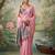 Light pink colour tissue silk saree with silver grey pallu & tassels