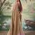 Brown colour tissue silk saree with silver grey pallu & tassels