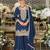 Teal chinon silk semi stitched wedding suits