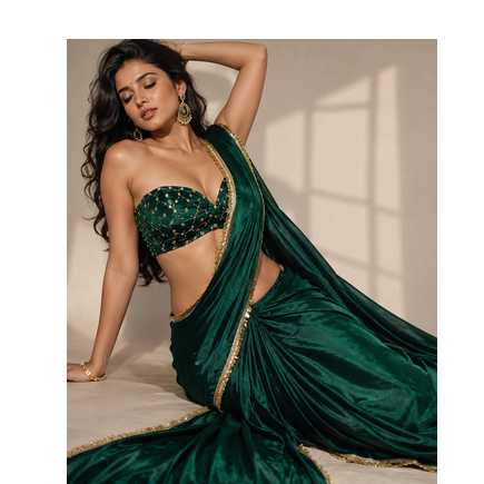 Designer Chinon Saree Decorated With Readymade Gold Sequence Lace  And Sequence Embroidered Unstitched  Blouse Piece 3