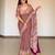 Multi Color Print  And Real Mirror work Silk Blend Saree