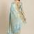 turquoise blue woven design silk blend kasavu saree with blouse